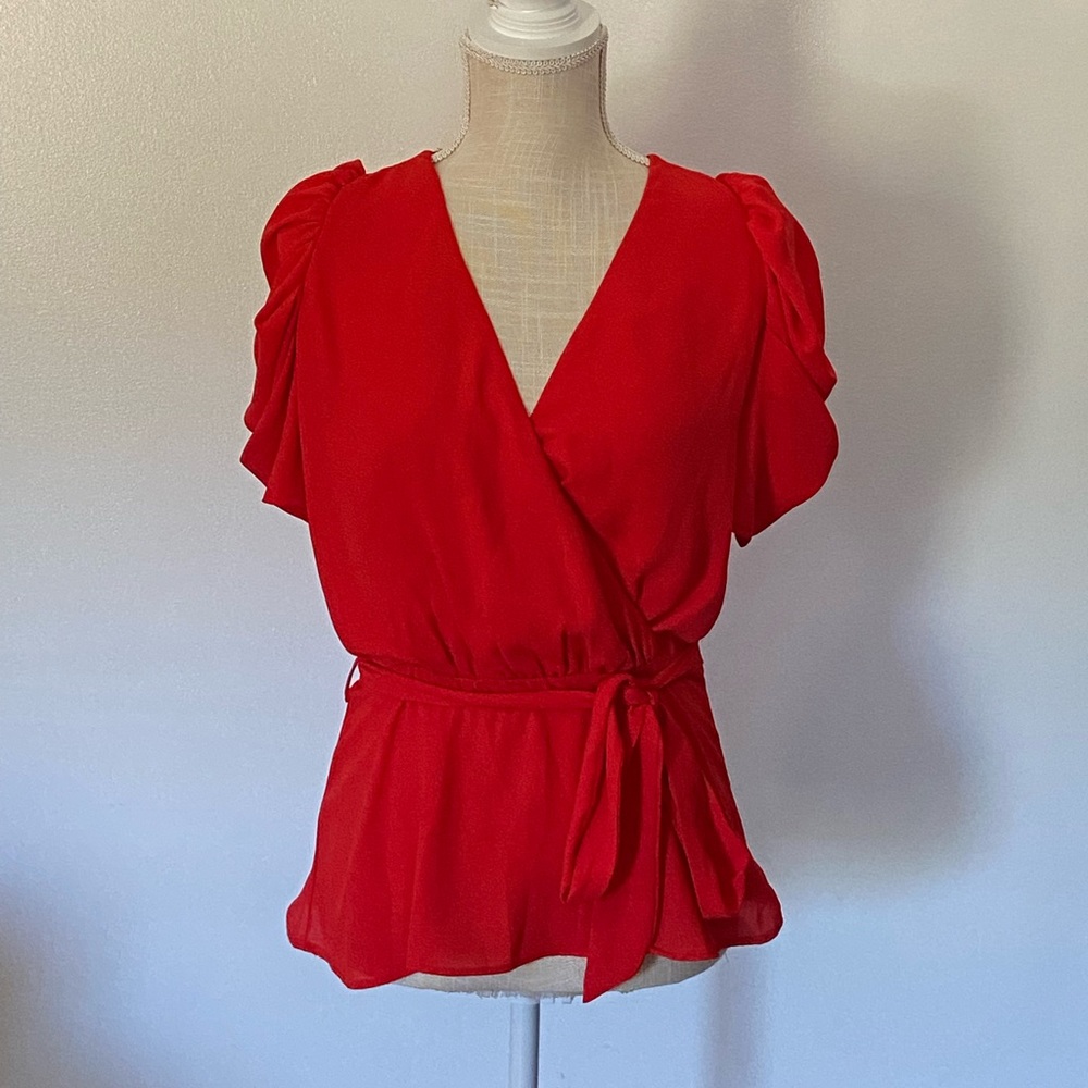 NWT Red Wrap Top